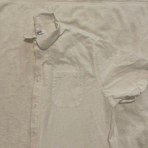 White Button Up short Sleeve Vacation/Carribean Island Vibe
